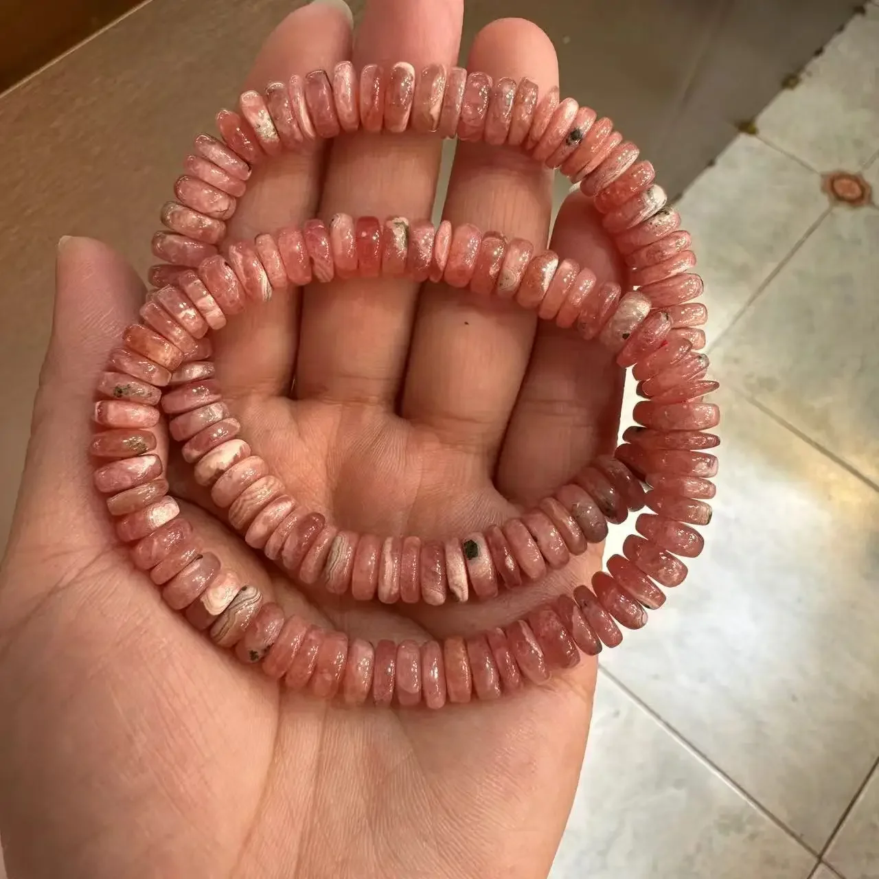 

Natural Genuine Argentina Rhodochrosite Faceted Rondelle Bracelet Bead Jewelry Energy Magnetic Fashion Crystal Reiki Accessory