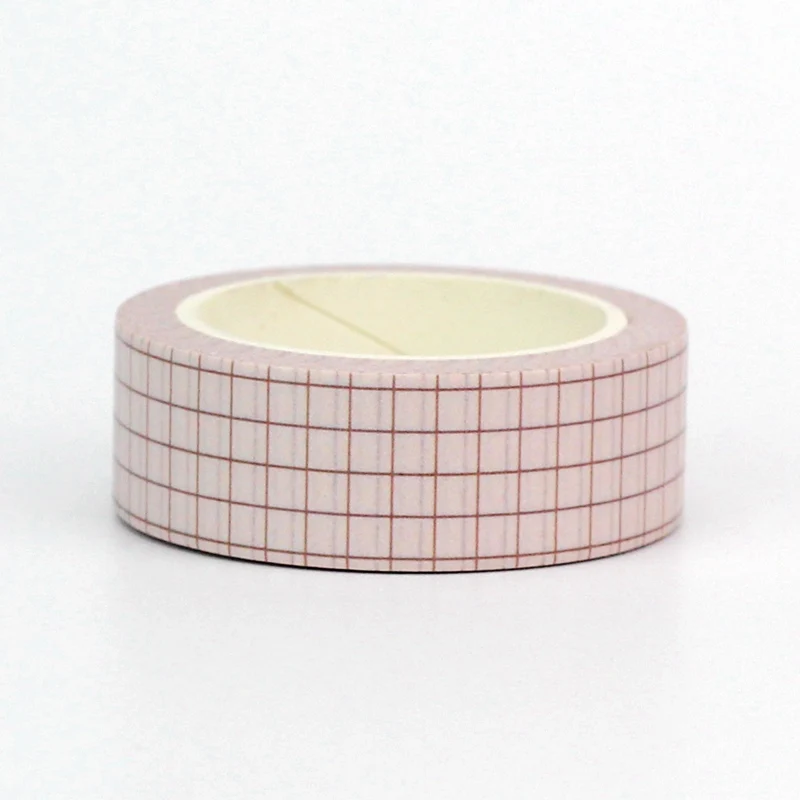 1PC. 10M Decor Cute Light Pink Grid Washi Tape for Planner Scrapbooking Adhesive Stickers Masking Tape Kawaii Papeleria