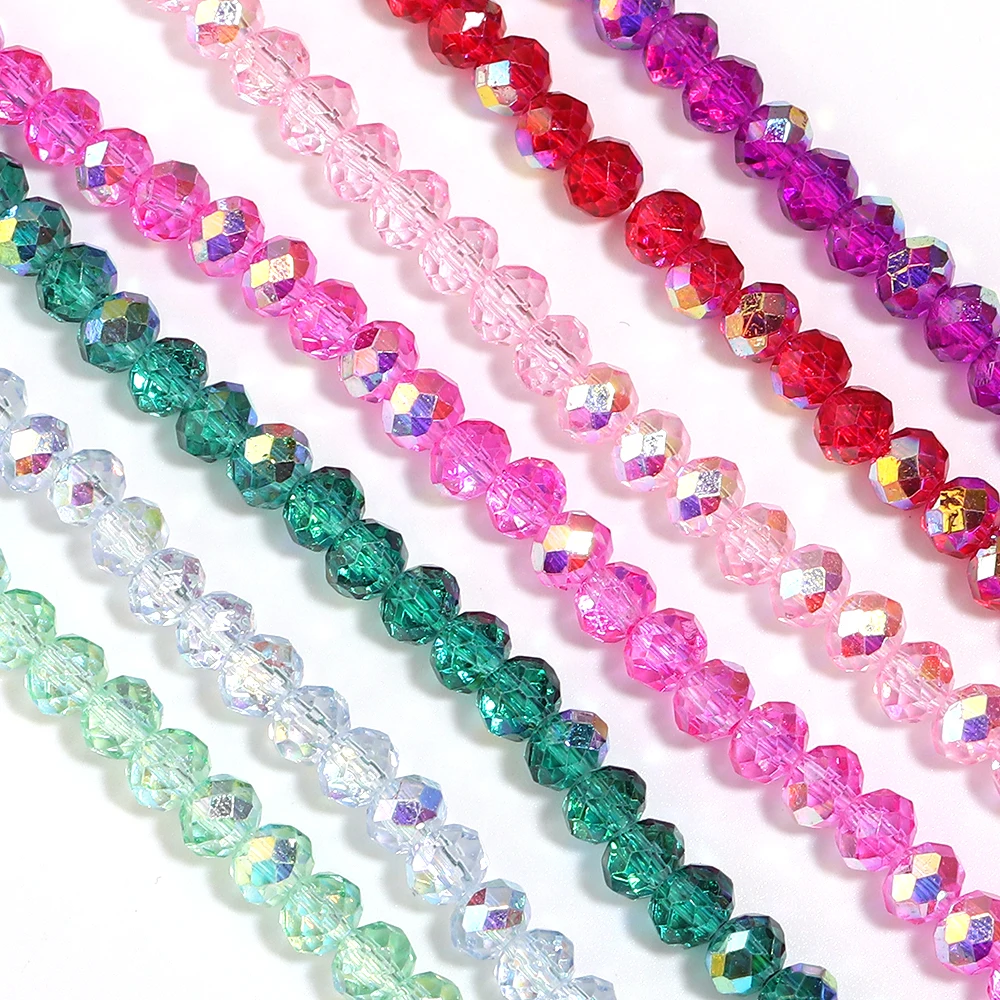 55-95 Stück/Lot 4/6/8mm AB Farbe Flache Runde Facettierte Kristallperlen Glas-Abstandshalter Lose Perlen für Schmuckherstellung DIY Armband Halskette – Detail 5