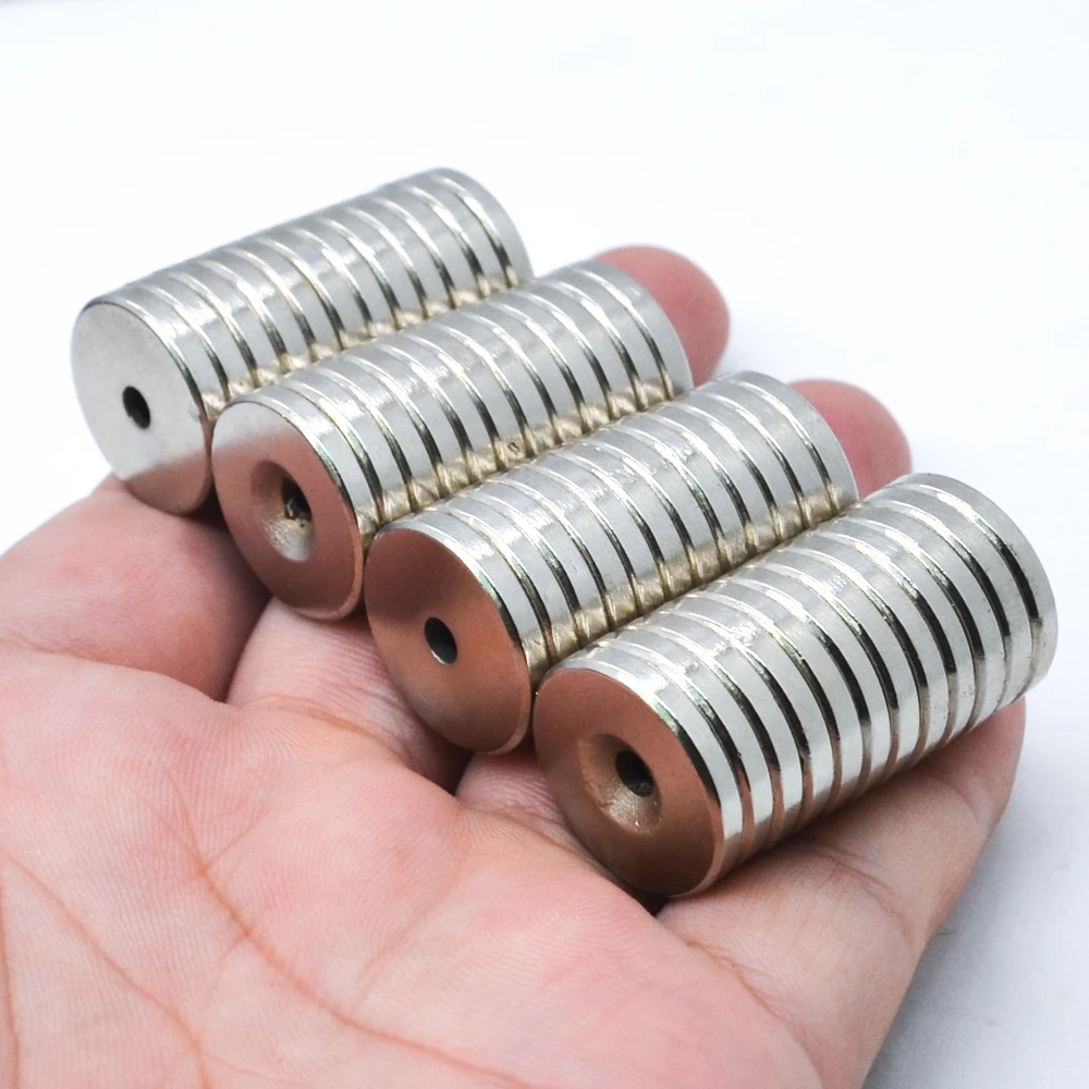 200Pcs N35 NdFeB Countersunk Round Magnet with Hole 3mm 4mm Super Powerful Permanent Magnetic Disc  12x3  MM