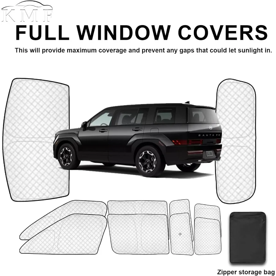 10pcs Thicken Full Car Window Shades for  Santa Fe 20242025 2026 Accessories Windshield Sunshade Window Covers for Side Rear UV