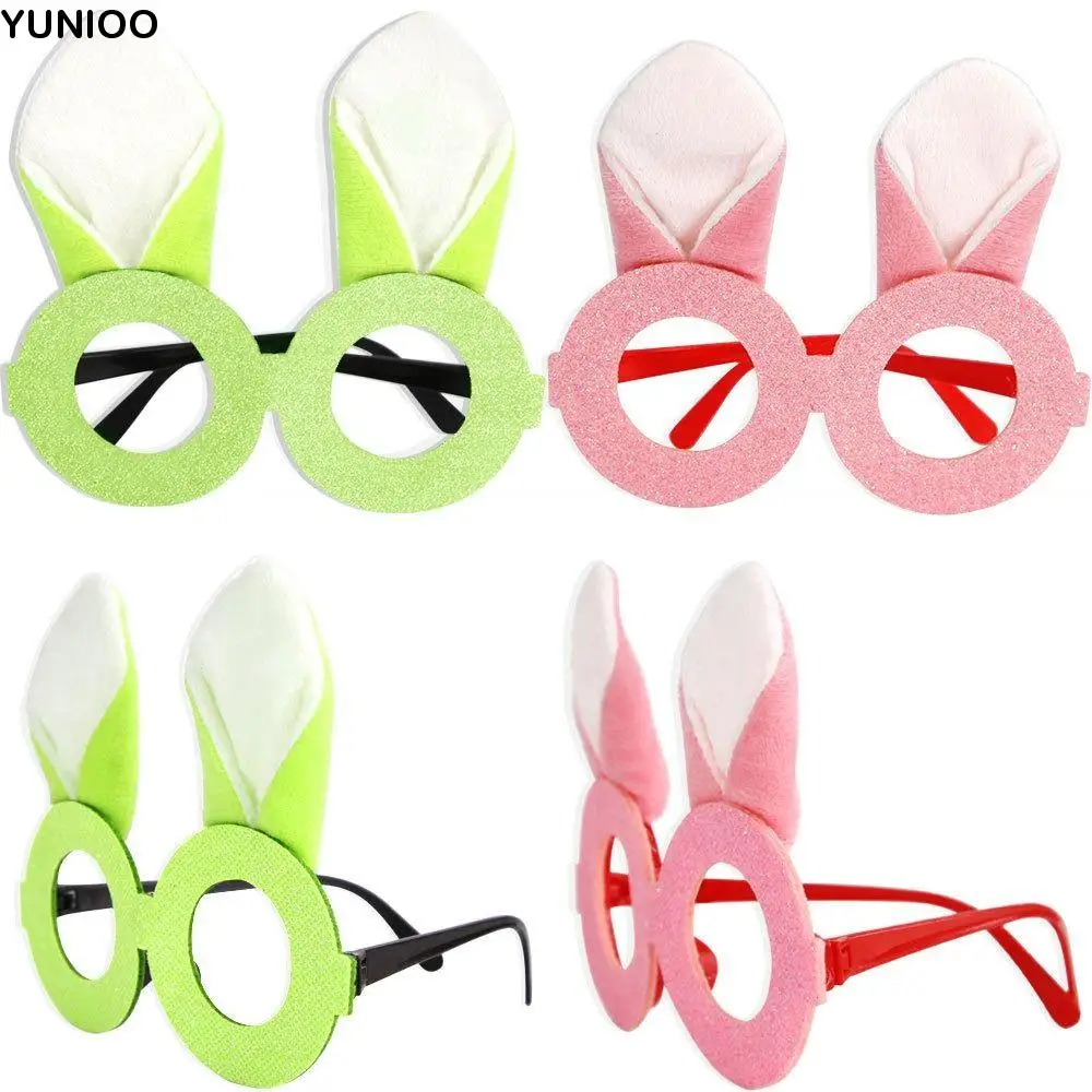 

Funny Cute Easter Glasses Frame Handmade Plush Easter Bunny Ears Glasses Exquisite Costume Eyeglasses Holiday Party Decoration