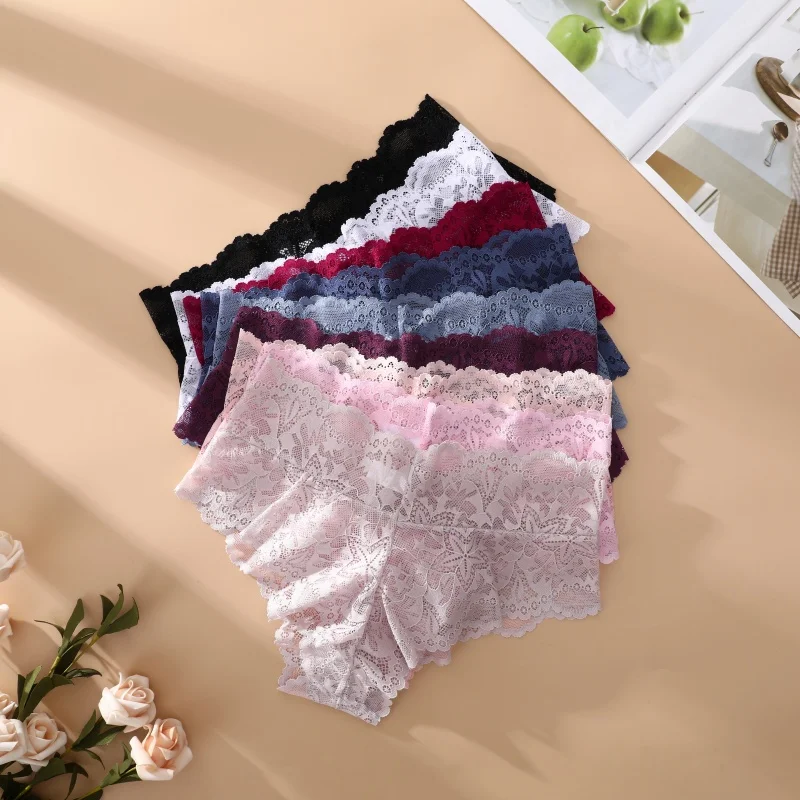 6pcs/SET Women Sexy Lace Splicing Panties High Waist Plus Size Seamless Briefs Hollow Comfortable And Breathable Lingerie S-XXL - Image 4