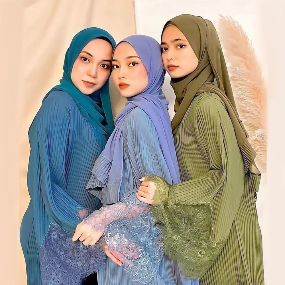 Eid Muslim Jalabiya Women Dresses Lace Sashes Arab Long Robe Ramadan Morocco Dubai Modest Abayas Kaftan Islam Hijab Vestidos