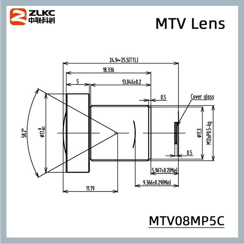 ZLKC M12 Lens 8mm FA 5MP obiettivo Macro 1/1.8 pollici F2.8 S Mount per obiettivo della telecamera per visione artificiale parti CCTV grandangolare bassa distorsione