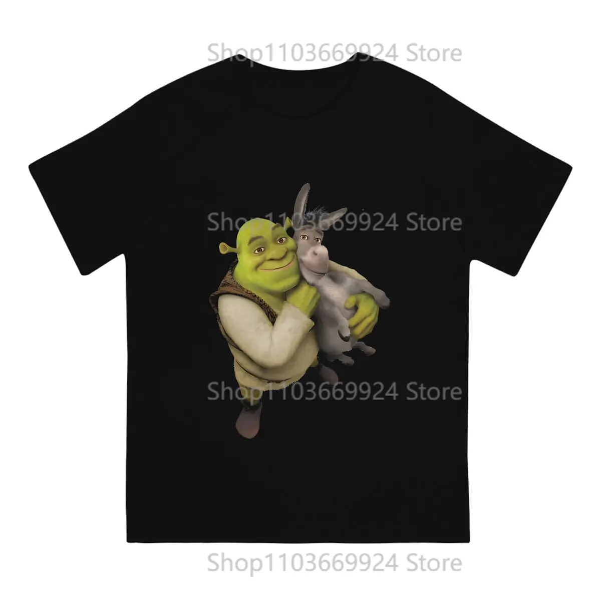 Shrek Cartoon Movie Shrek And Donkey Best Friends T Shirt Graphic Men Tees Summer Clothing Polyester O-Neck TShirt