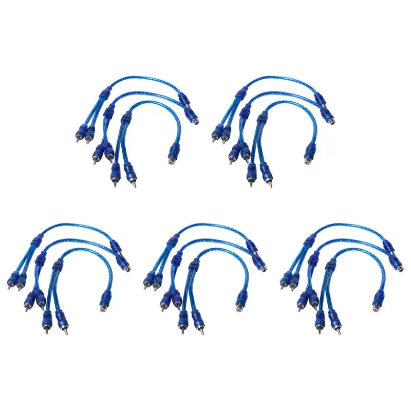 15 Pcs Audio Connection For 1 RCA Female To 2 RCA Male Adapter Splitter Cable