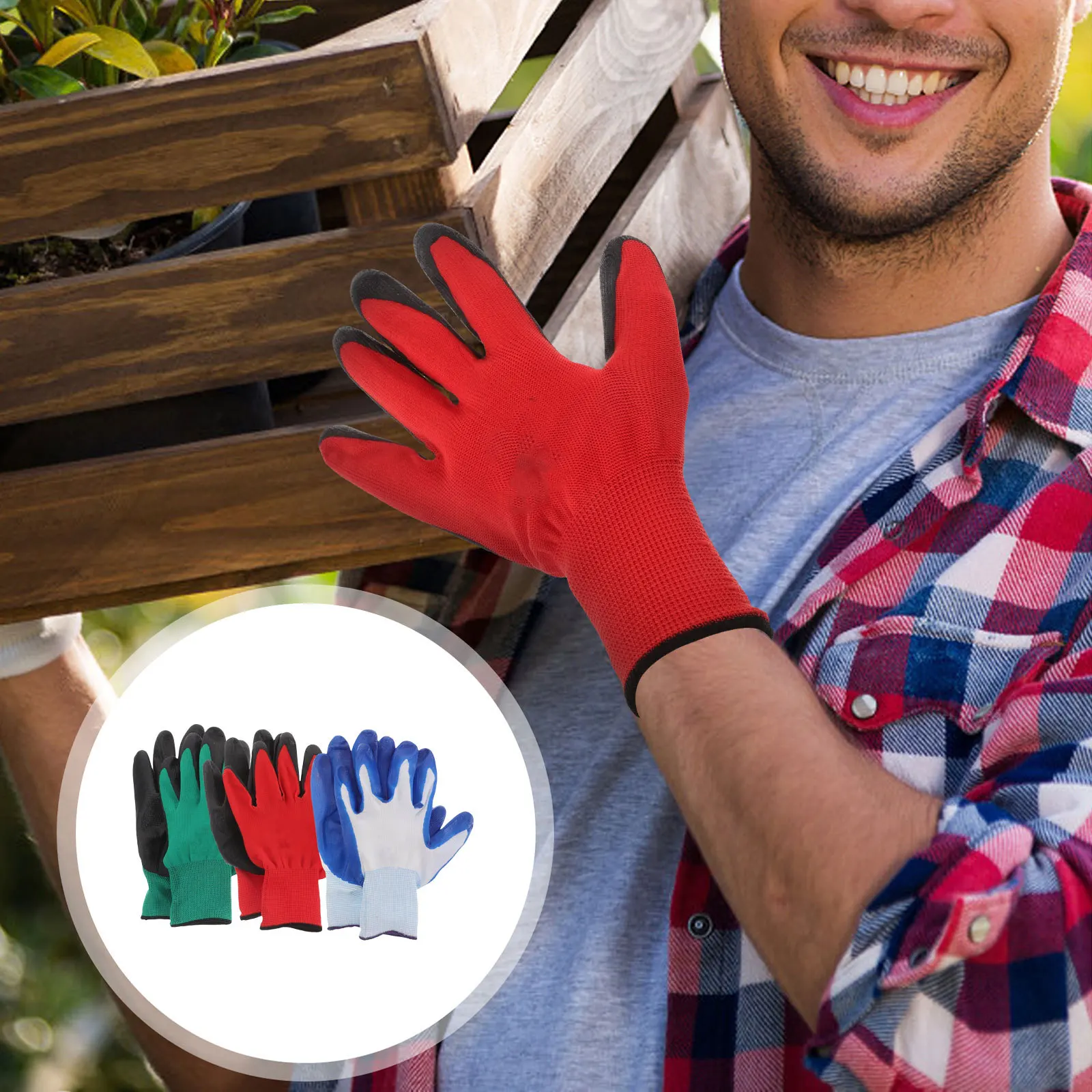 

3Pairs Colorful Garden Gloves Heavy Duty Nitrile Coated Rubber Grip Gloves for Planting Weeding Pruning Gardening