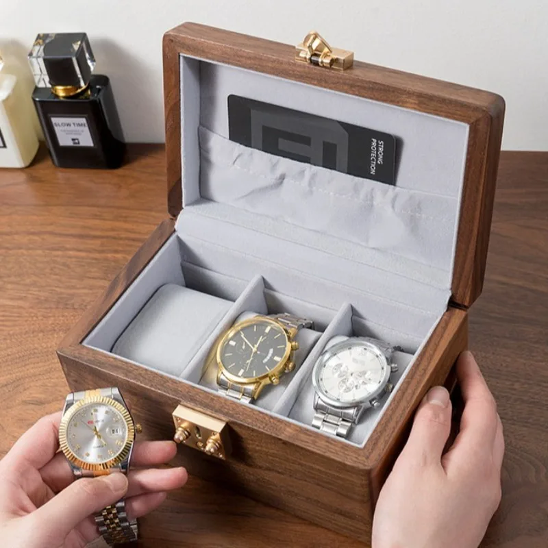 Solid Wood Watch Boxes Men's Watch Organizer Boxes Retro Portable Watches Storage Box Desktop Watches Bracelet Storage Case