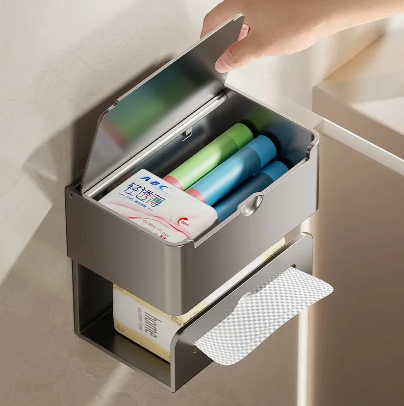 

Многофункциональная настенная подставка для туалетной бумаги из космического алюминия, без перфорации, съемная, со встроенным держателем для салфеток