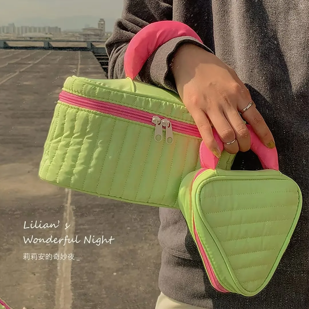 

Soda Candy Color Cosmetic Bag, Ins Style Quilted Toiletry Bag, High-end Minimalist Portable Large Capacity Storage Pouch