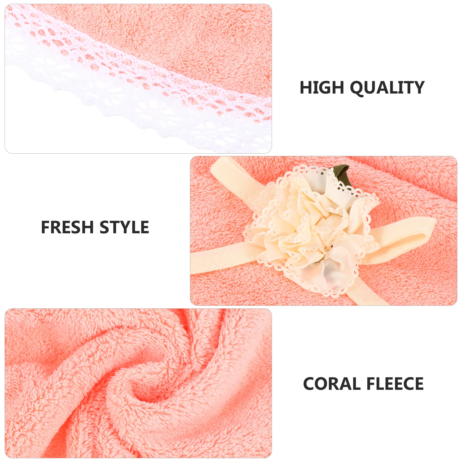 

1pc Round Hand Towels Coral Fleece Quick Drying Absorbent Kitchen Bath Hanging Loops Soft Long Use Easy Wash Water Drain