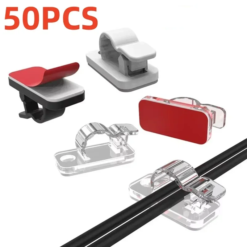 10/50Pcs Self Adhesive Cable Clips Cord Management Wire Holder Organizer Clamp Desk Tidy Cable Manager in Car Home Office Clips