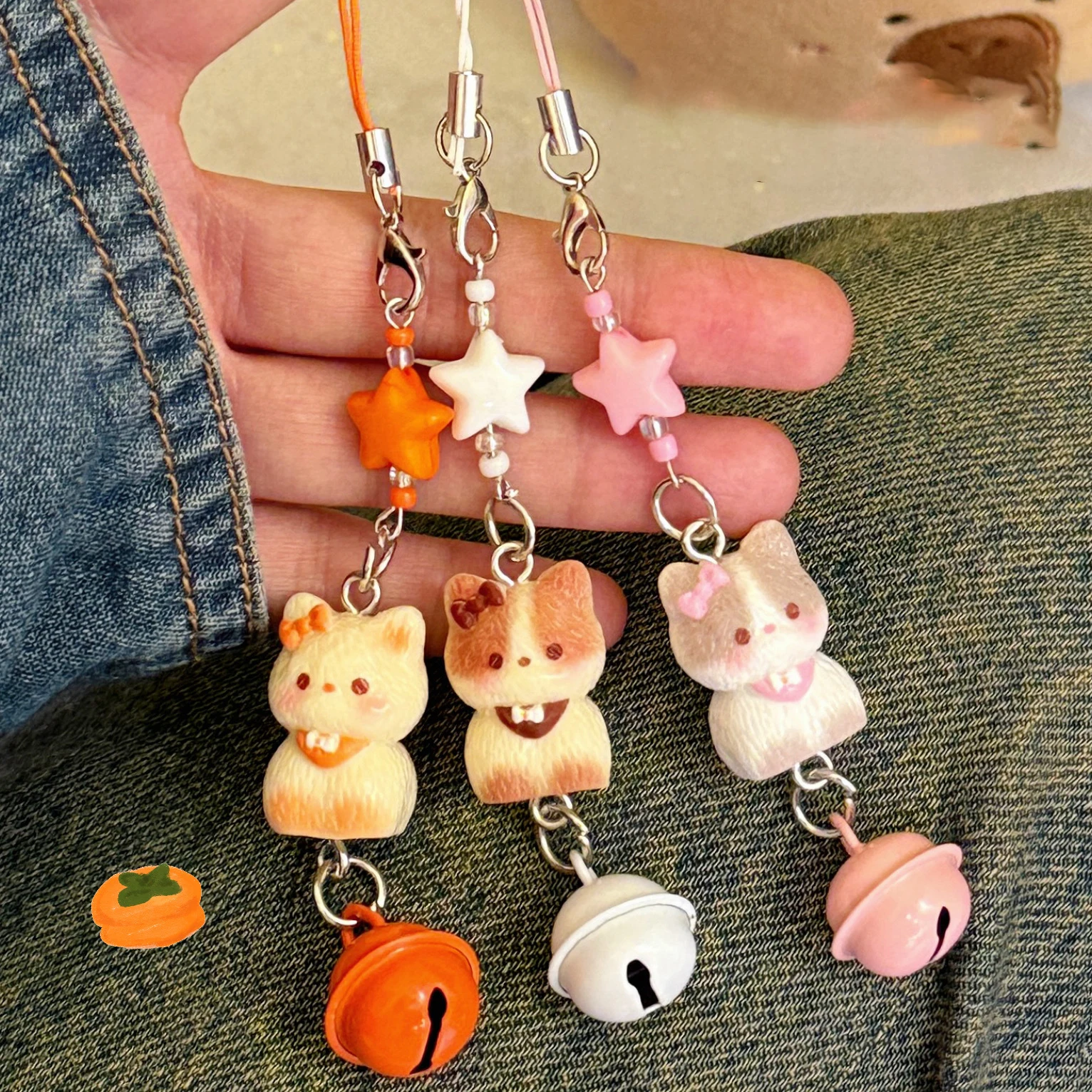 1/3 Pcs Cute Cat Phone Chain Pendant Versatile Bell Star Pendant Cartoon 3D Cat Bag Keychain Pendant