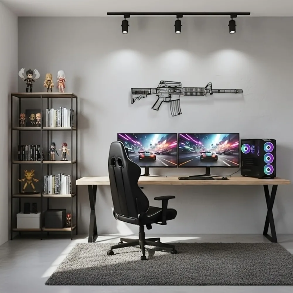 CIFbuy M4 Rifle AR15 Gun Silhouette Gaming Mouse Pad Non-Slip Rubber Base Edge-Locked Laptop Desk Mat