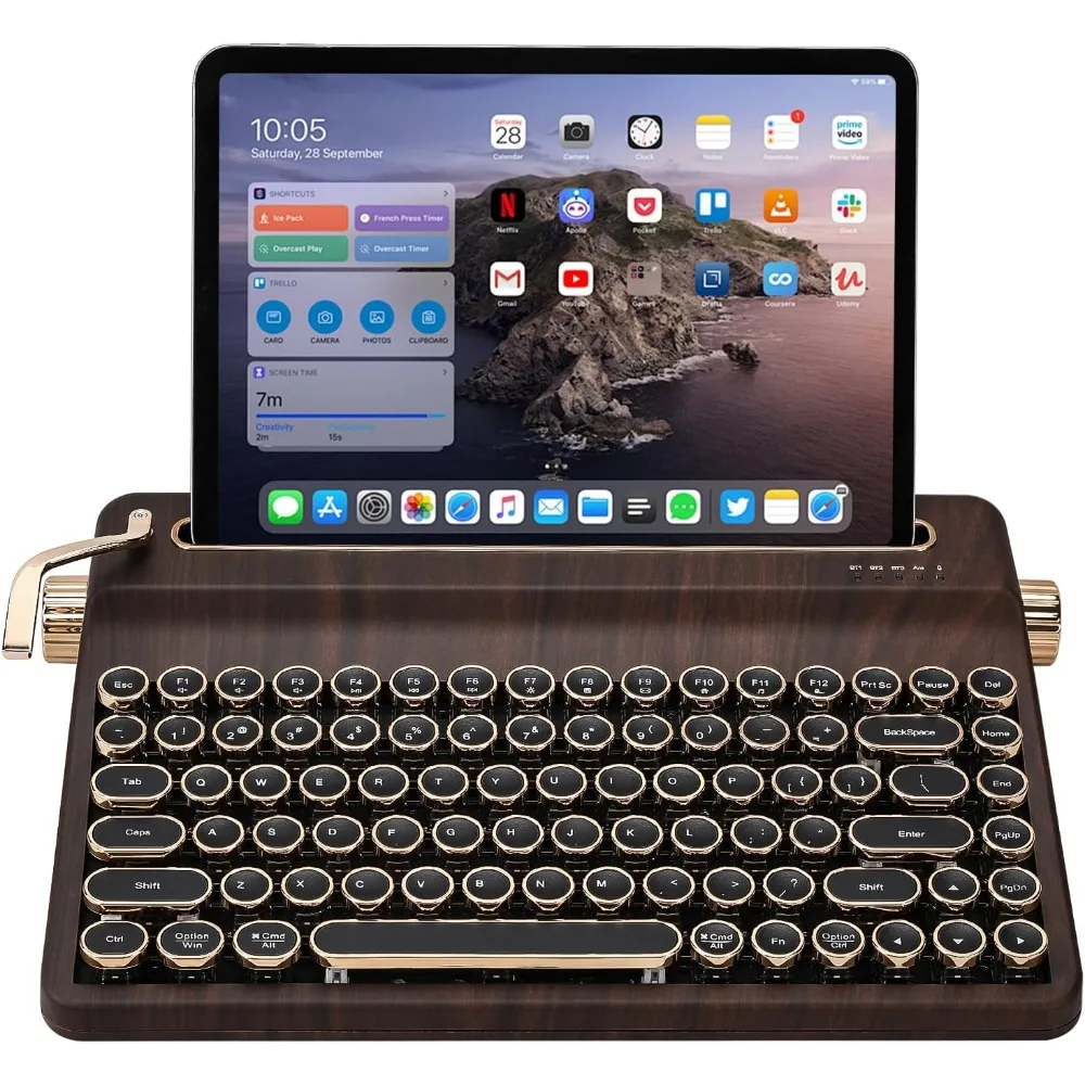 Wireless Hot Swap Retro Mechanical Keyboard with RGB Backlit, QMK/VIA Programmable, Multi-Device Connectivity