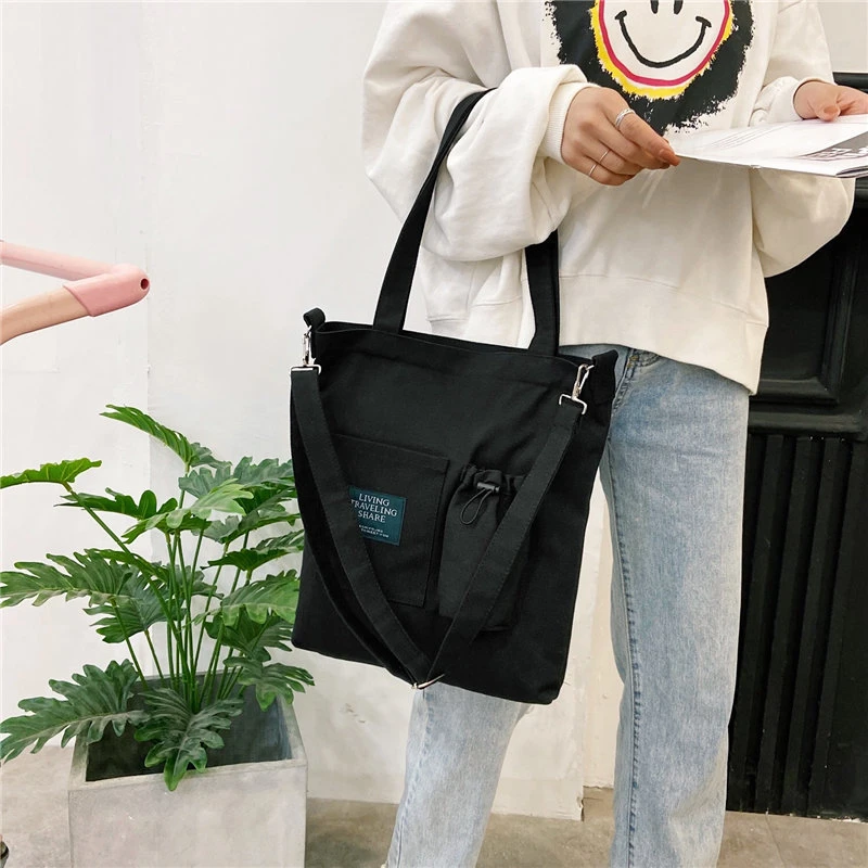 2023 Canvas Tote Shoulder Bag for Woman New Trendy Large Capacity Zipper Female Crossbody  Messenger Handbag for Student