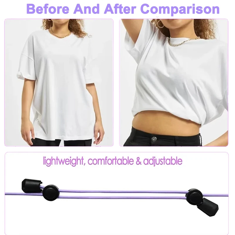 3개 조절 가능한 밴드 크롭 턱 툴 엘라스틱 크롭 턱 스웨터 셔츠 여름 크롭 탑 조절 가능한 밴드 의류 액세서리