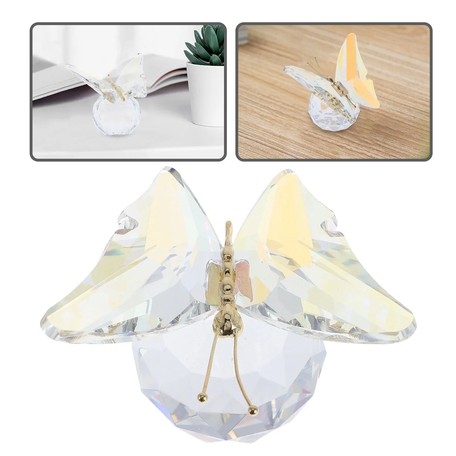 

Crystal Butterfly Craft Shimmering Artistic Ornament for Living Room Desktop Shelf Glass Animal Figurines