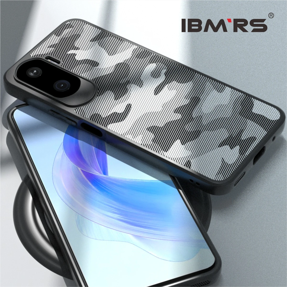 

IBMRS for Honor 90 lite Phone Case, Shockproof Military-Grade Protection, Matte Translucent Black Camo