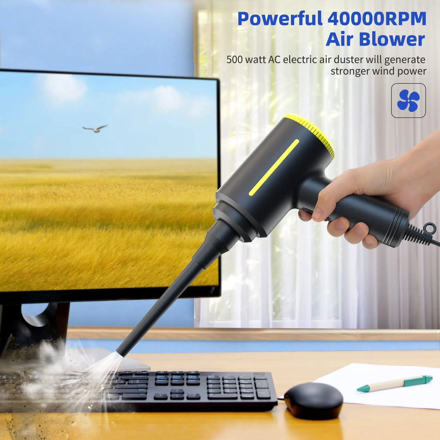 Electric Compressed air Duster Keyboard Cleaner for Portable Air Blower,Handheld Air Compressor Laptop Desk Cleaning Household