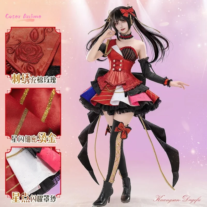 

Anime DATE A LIVE Tokisaki Kurumi Cosplay CostumeTokisaki Kurumi Idol dress For women Halloween Costumes