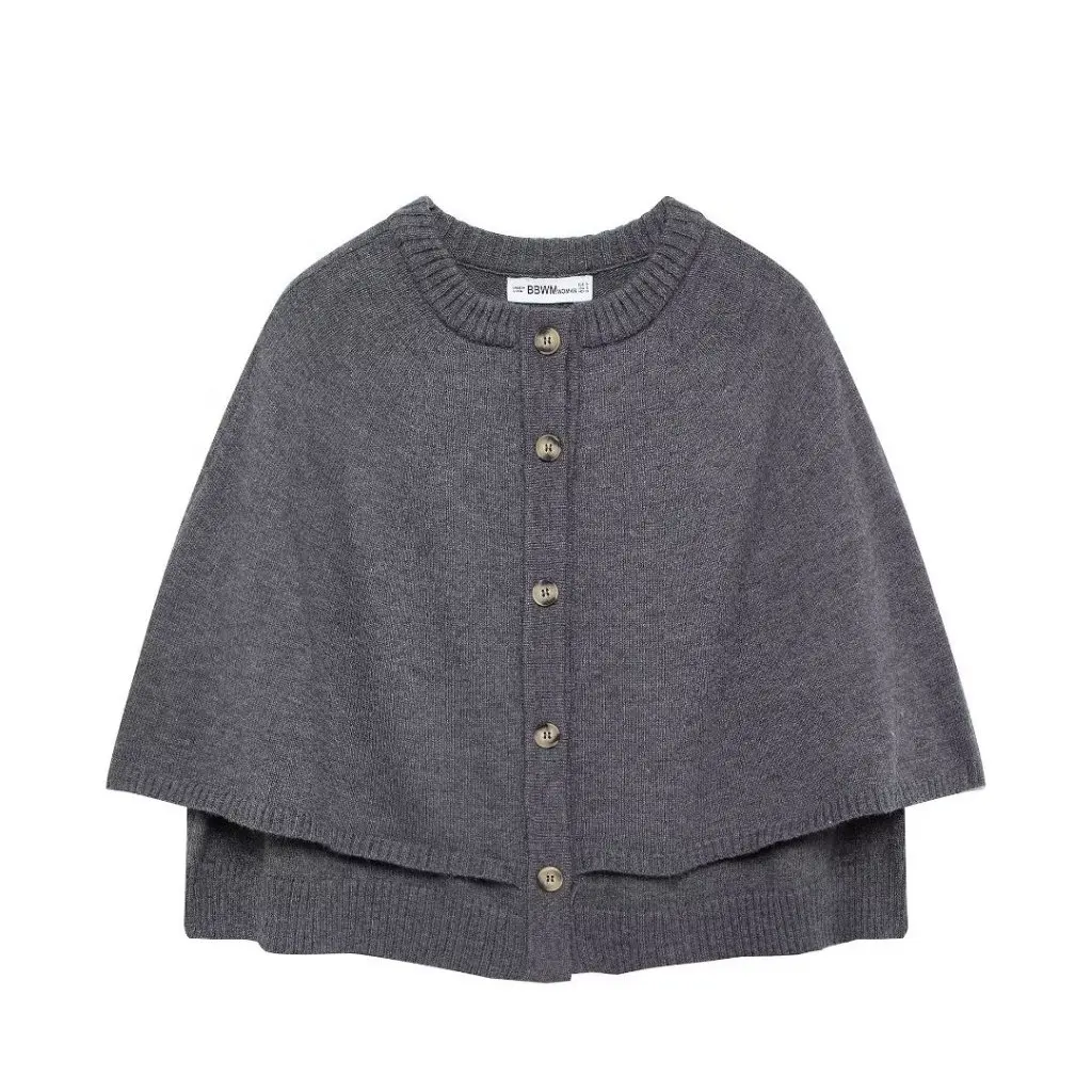 

Women's Knitted Wool Sweater Autumn Fashion round Neck Shawl Cape Design Cross Border A35618