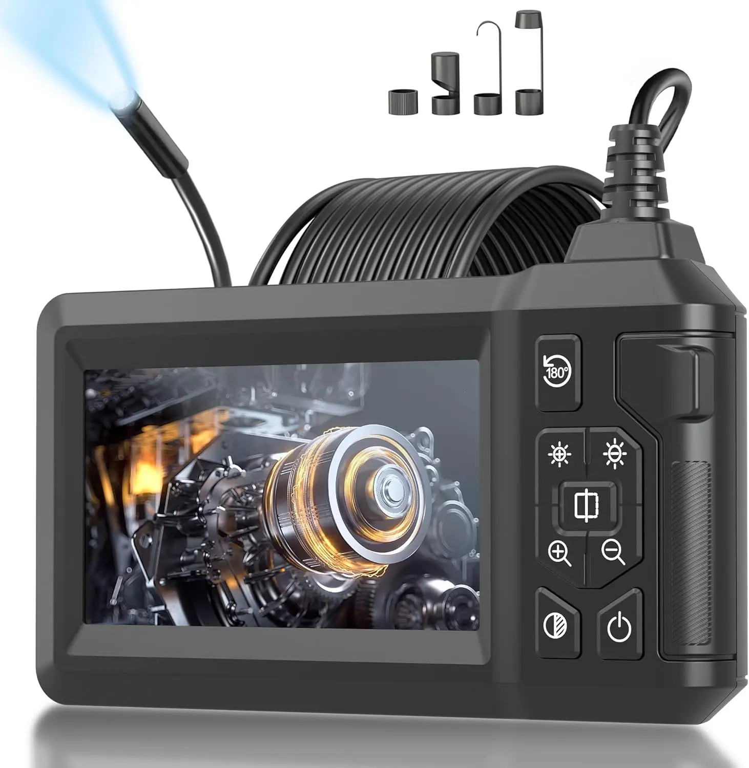 

Auto repair Endoscope Camera with 4.3" IPS Screen, 1920P HD Camera, 16.4FT Semi-Rigid Cord Bore Scope, IP67 Waterproof Endoscope