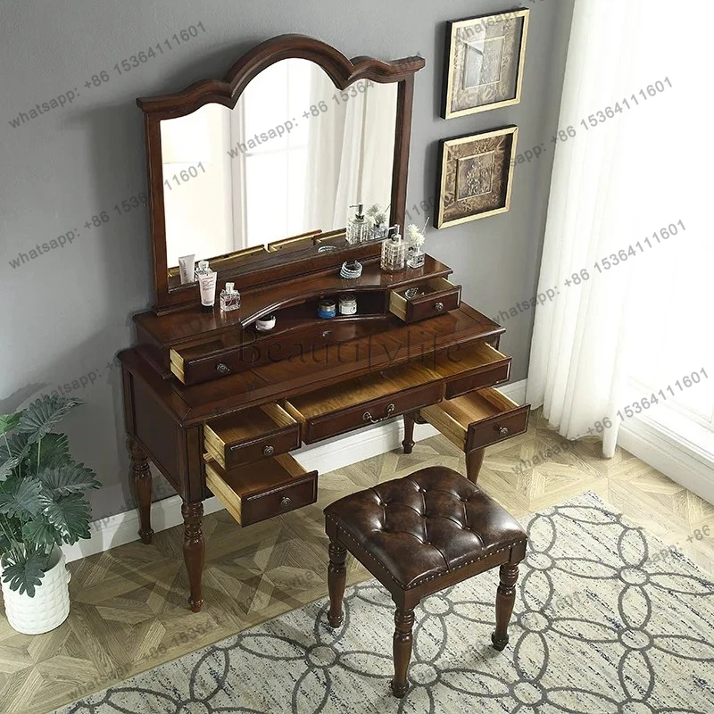 

yj57 solid wood dresser bedroom modern simple makeup table storage cabinet integrated table