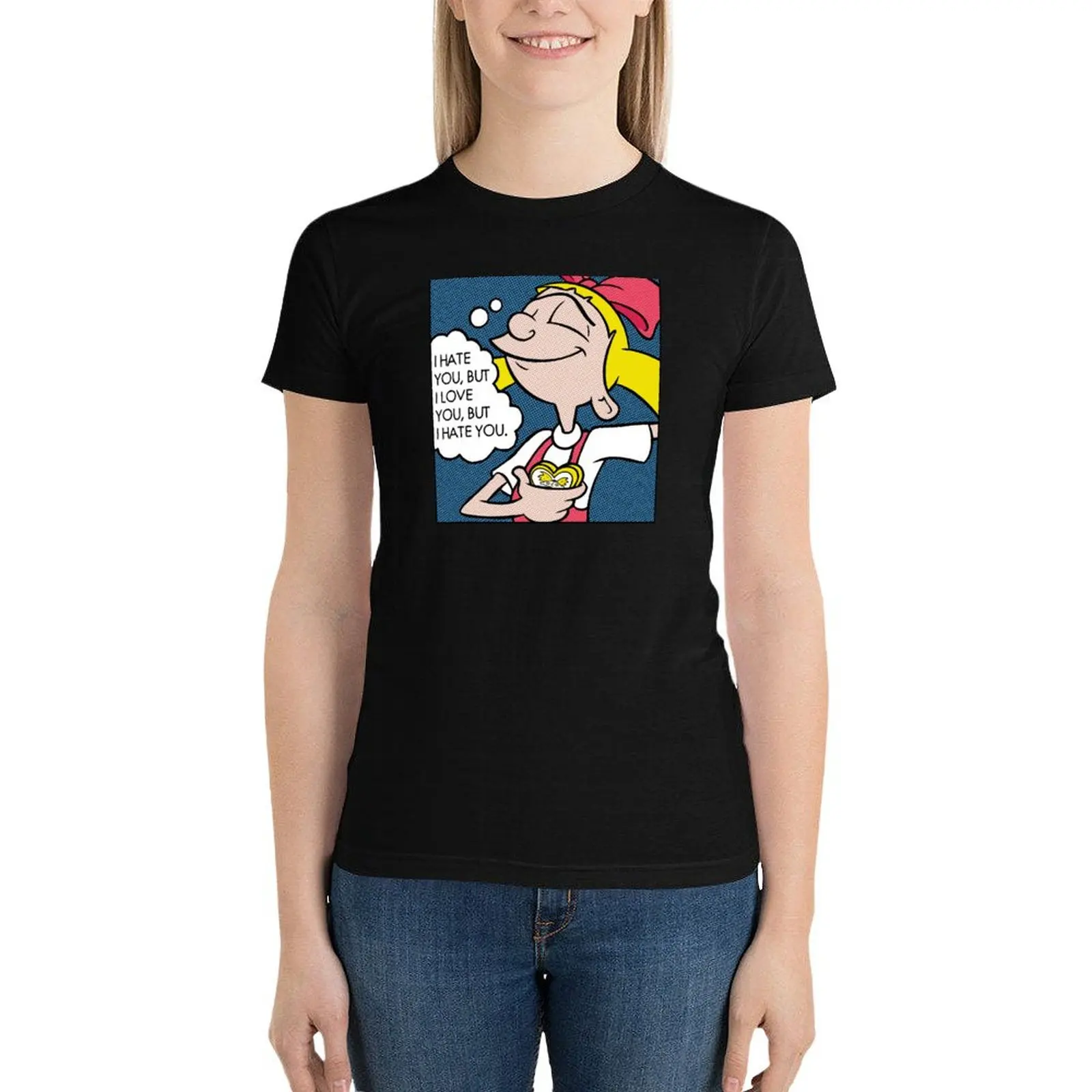 Hey Arnold! Helga Pop Art Love Poster T-Shirt tees customizeds oversized t shirts for Women