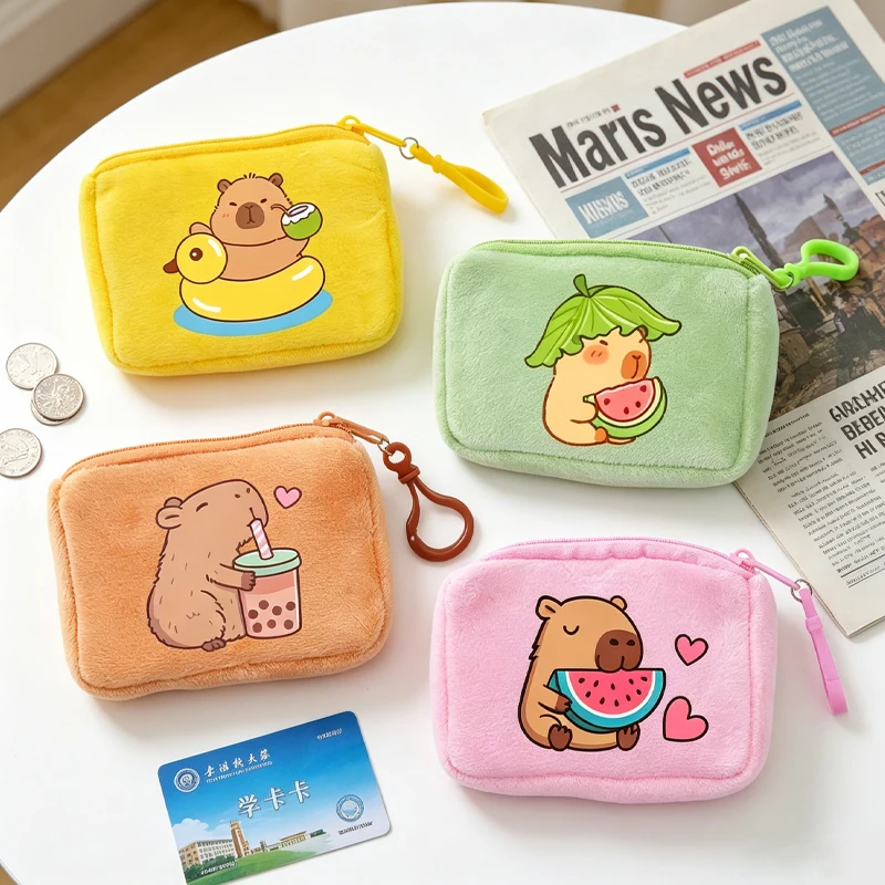 Capybara Kawaii Münzbörse für Jungen und Mädchen, Anime-Cartoon-Druck, Niedliche Geldbörse, Modische Schlüssel- und Kartenaufbewahrung, Mini-Tasche, Geschenk