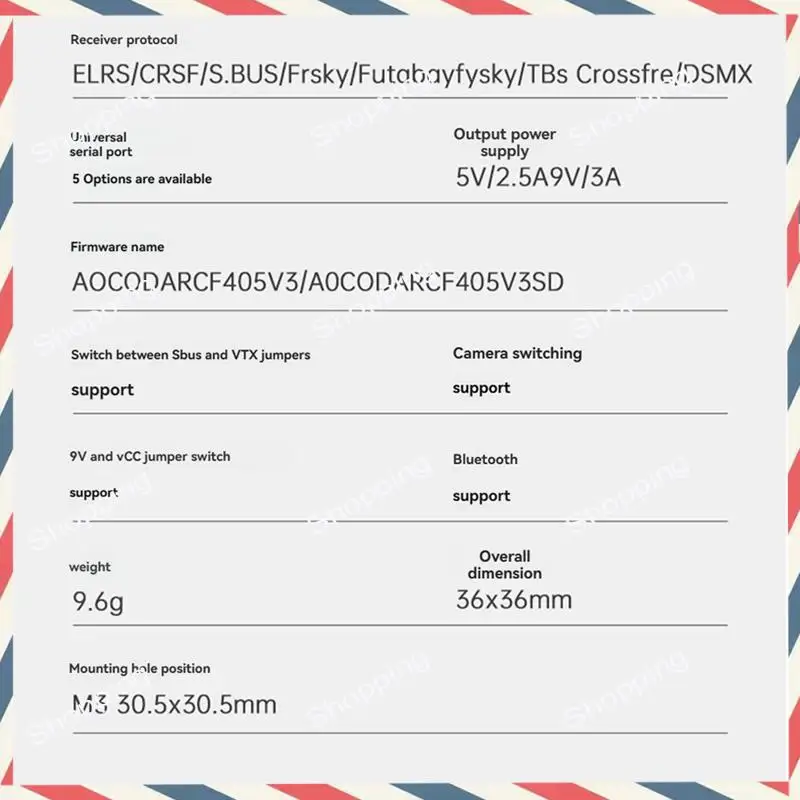 

M20K F475S V3 FC&ESC Stack F405 V3 Flight Controller 75A ESC 3-8S 30.5X30.5Mm Support Bluetooth For FPV Racing Drone