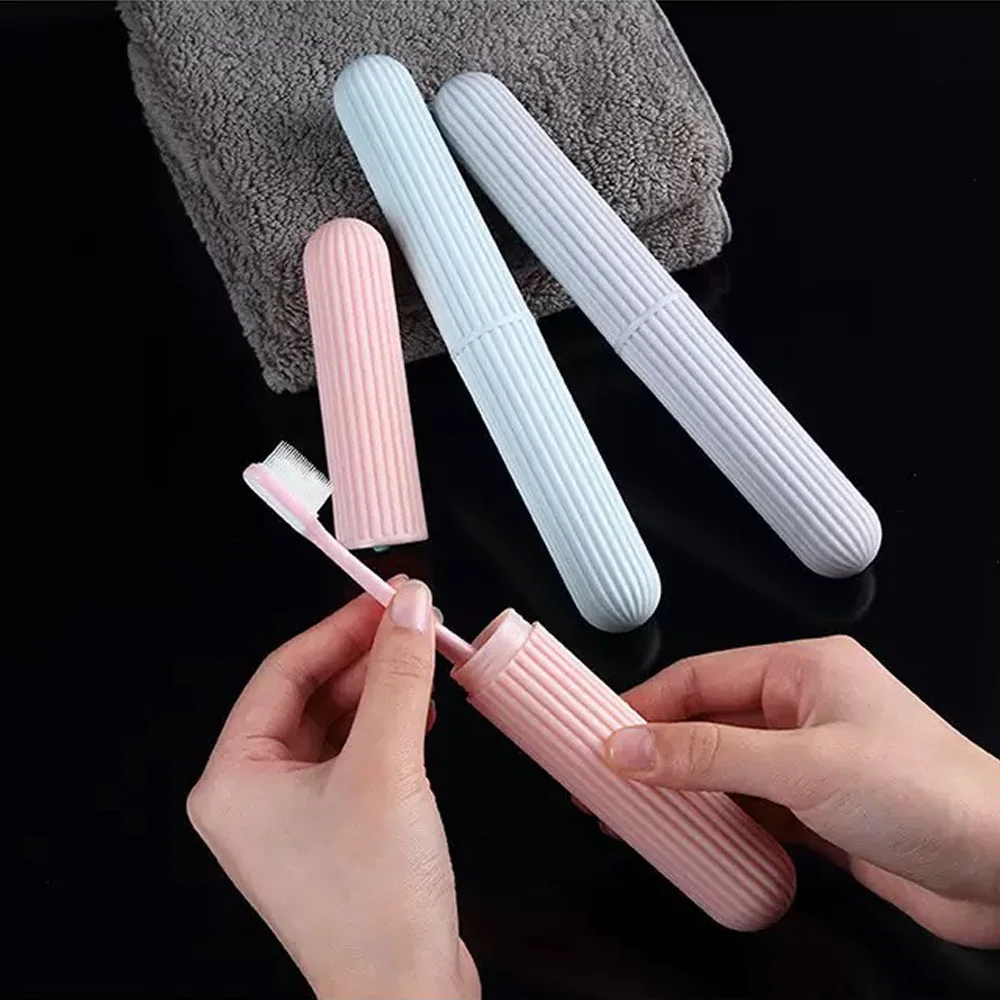 حقيبة فرشاة أسنان محمولة للسفر - حامل بلاستيكي مدمج مع خطوط بسيطة للاستخدام اليومي للتخييم في الحمام #4