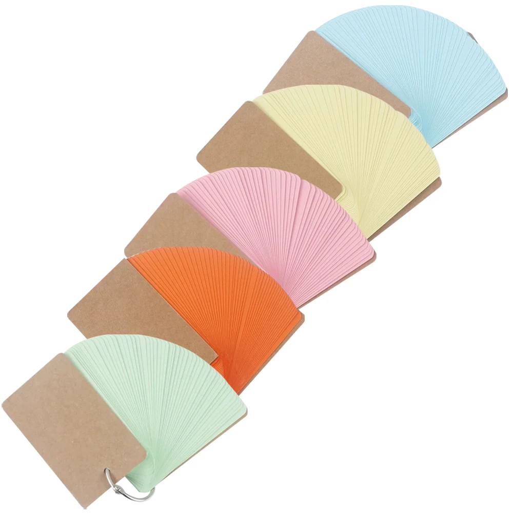 

5pcs Notebook Index Cards Hole Punched Blank Memo Metal Rings Office Pocket Flashcards Learning Travel Vocabulary Note