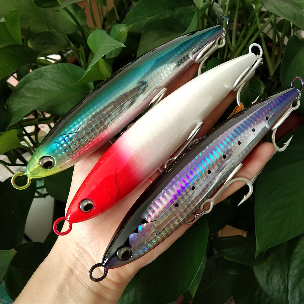 

Tsurinoya 3pcs Popper Pencil Bait 60g 16cm Big Game Floating Topwater Surface Deep Sea Boat Kingfish Bluefin Tuna Fishing Lure