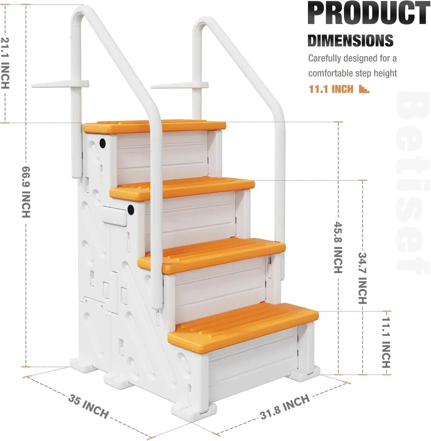 Pool Ladder Above Ground, Heavy Duty 4Step Pool Ladder with Dual Handrails and Nonslip Steps, 500 LBS Load Capacity, for 46-58 I