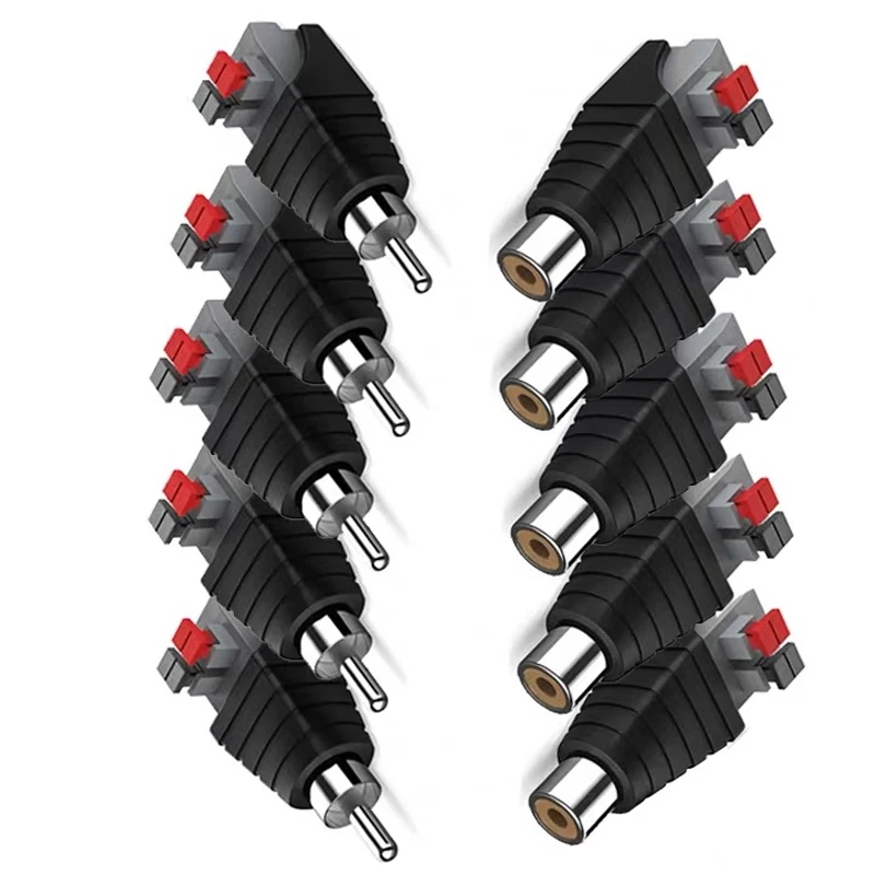 

4/10/40Pcs RCA Adapter Speaker Connector Universal Wire AV Cable To RCA Male Plug RCA Female Jack Press Terminal for Audio Cable