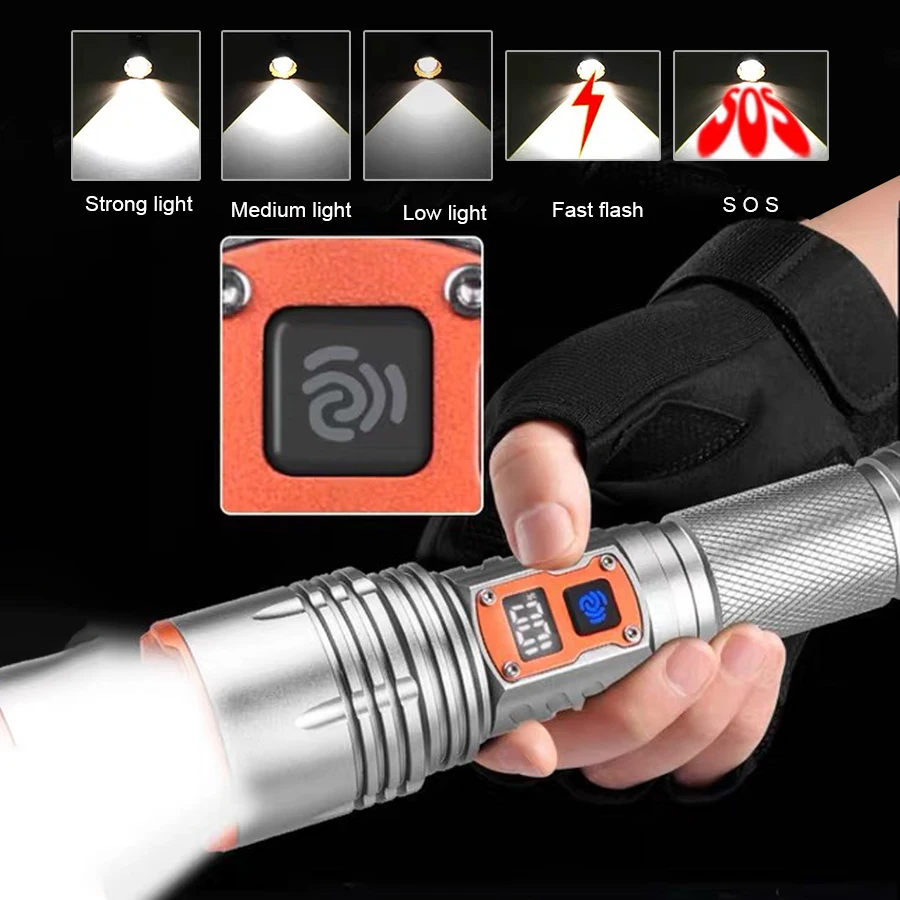 Newest Rechargeable LED Flashlight Portable Powerful Torch Light Long Shot 1500M High Power Flashlight Zoomable Tactical Lantern