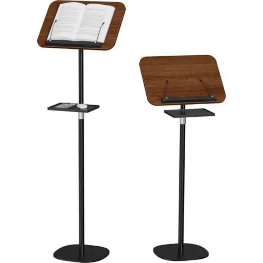 

Floor Book Stand with Removable Tray, Wood Standing Book Stand for Reading, Height Adjustment 21"-51", Music Stand Cookbook Sta