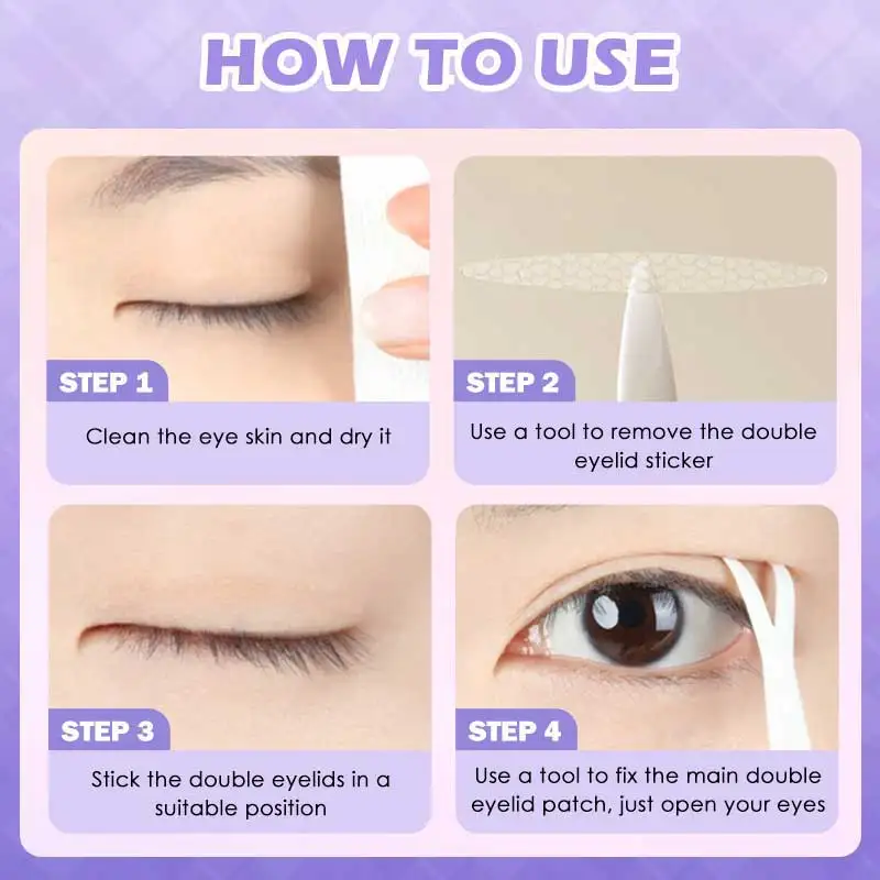 Invisible Double Fold Eyelid Tape Waterproof Lace Sticker Nature Clear Beige Stripe Self-Adhesive Natural Eye Makeup With Tools