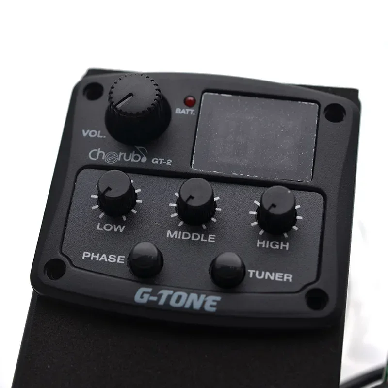 Cherub G-Tone Series Acoustic Guitar Preamp GU3 GT-2/3/4/6 GS-3 3-Band EQ Equalizer LED Tuner Black