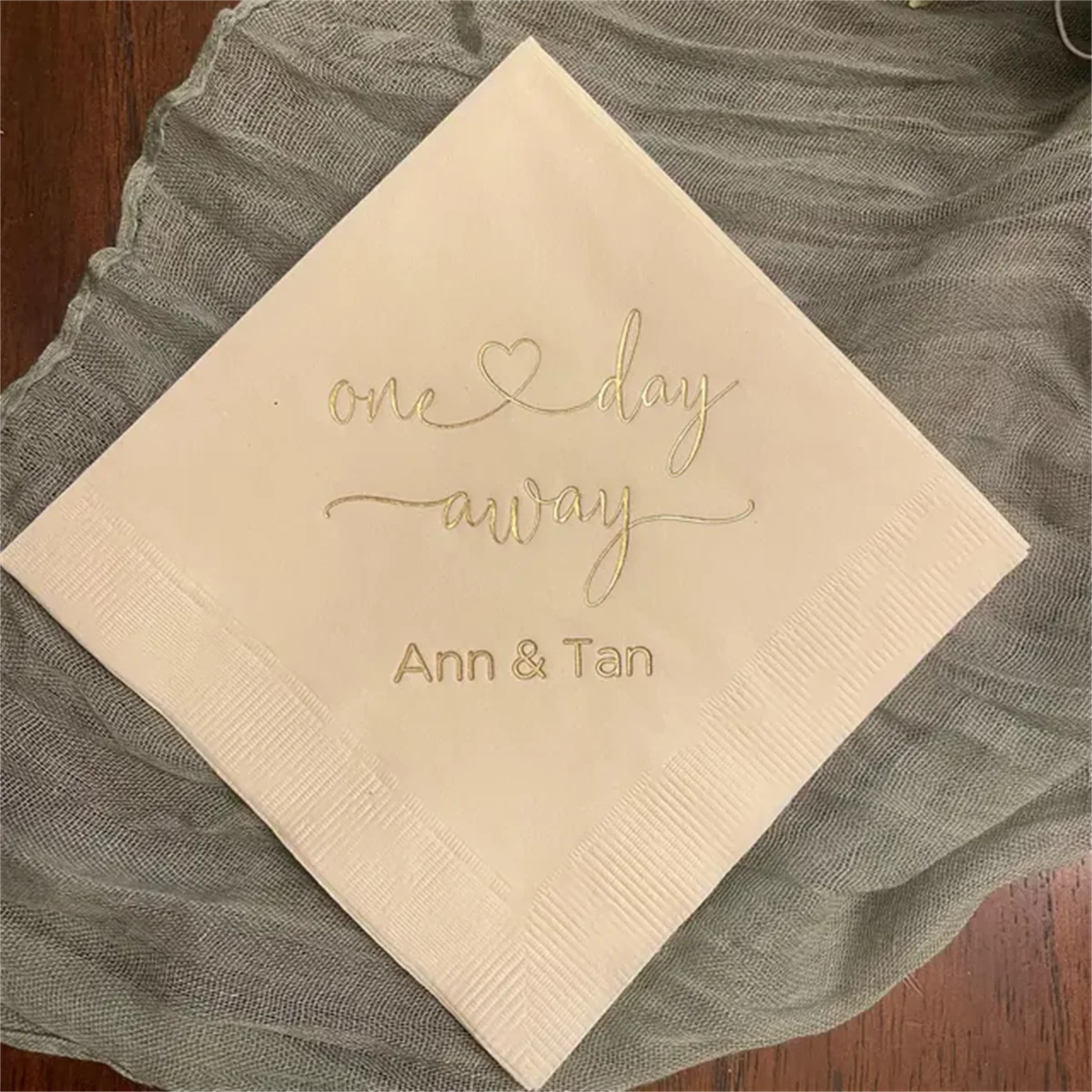 Personalized Wedding Napkins Cocktail Beverage Luncheon Dinner Guest Towels Monogram Custom Printed Foil Imprinting Imprinted Na