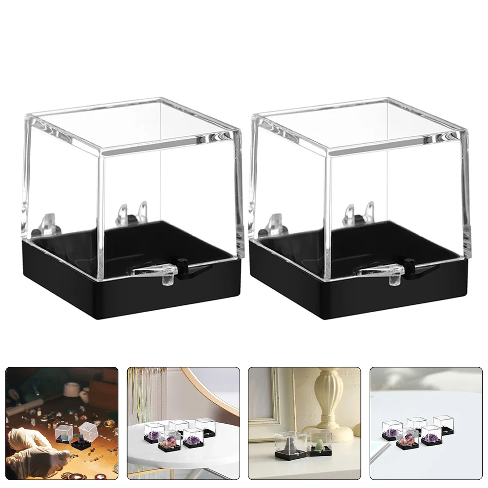 

10pcs Gemstone e Specimen Box 3 5cm Clear Transparent Plastic Portable Rock Collection Storage Square Crystal Display Case Mini