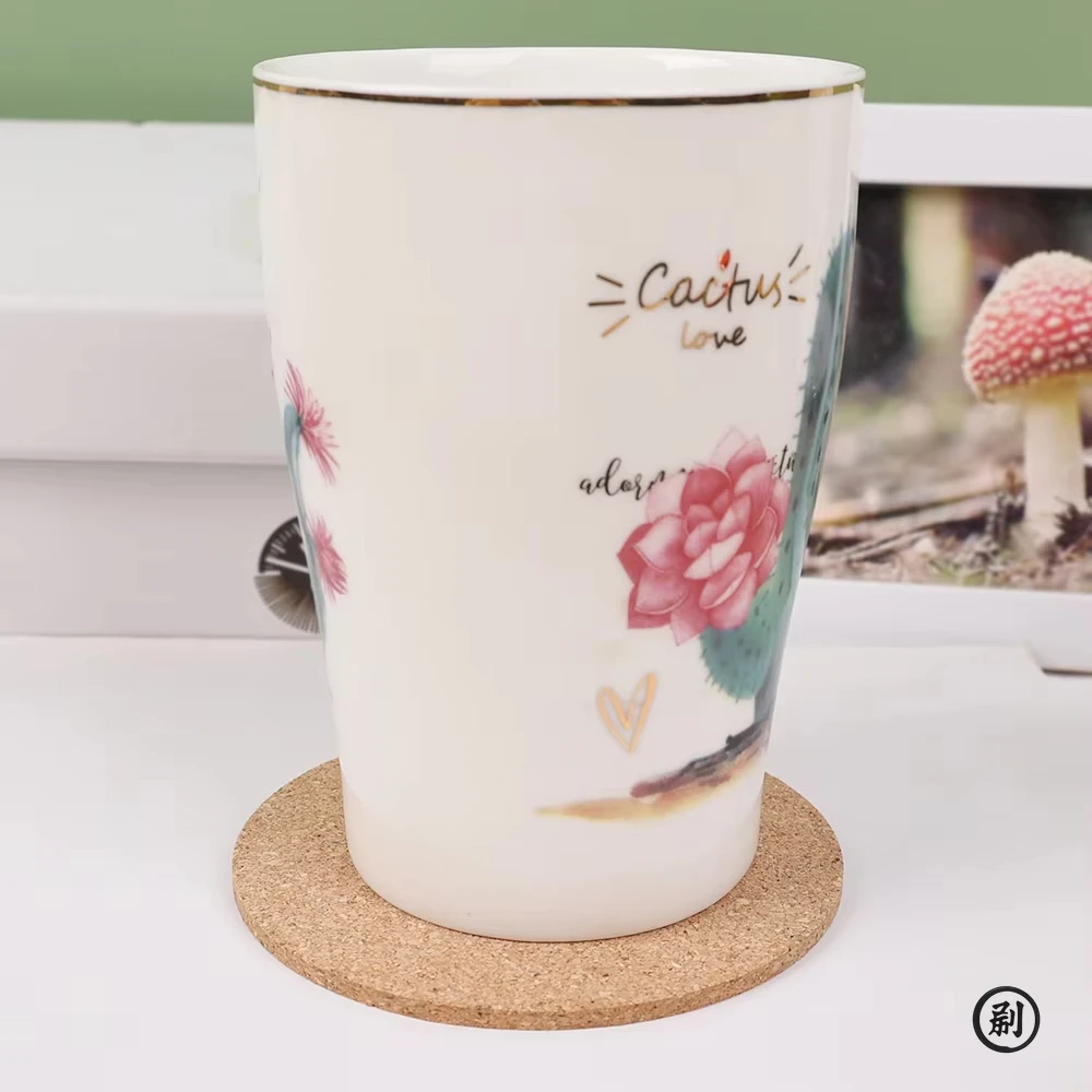 10PCS Cup Mat Natural Round Wooden Pad Durable Non-Slip Cork Coaster Tea Coffee Mug Drinks Holder for Table Decor DIY Tableware