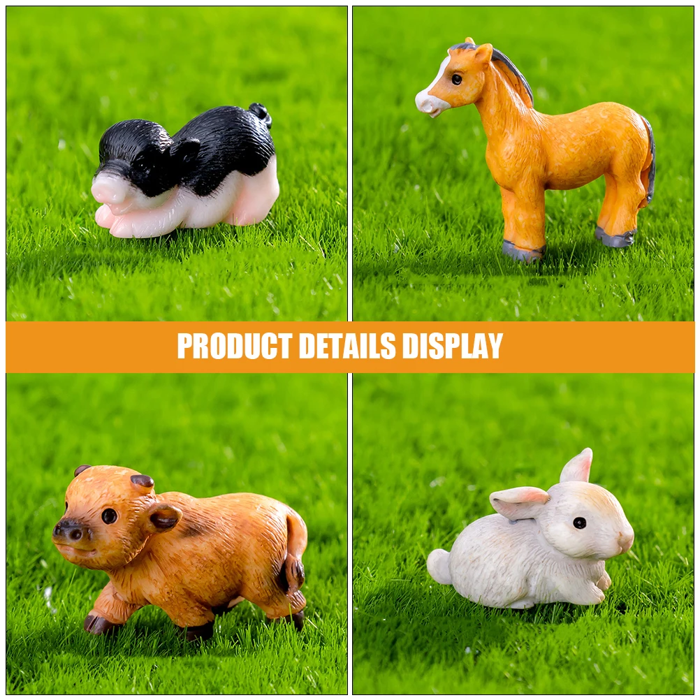

6pcs Small Animal Decoration Resin Figurines Mini Desktop Ornaments Colorful Design Realistic Details Decor