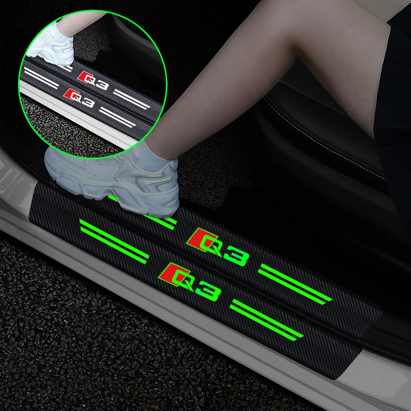 

For Audi Q3 Car Threshold Strip Carbon Fiber Luminous Car Trunk Door Sill Protection Stickers Auto Accessories