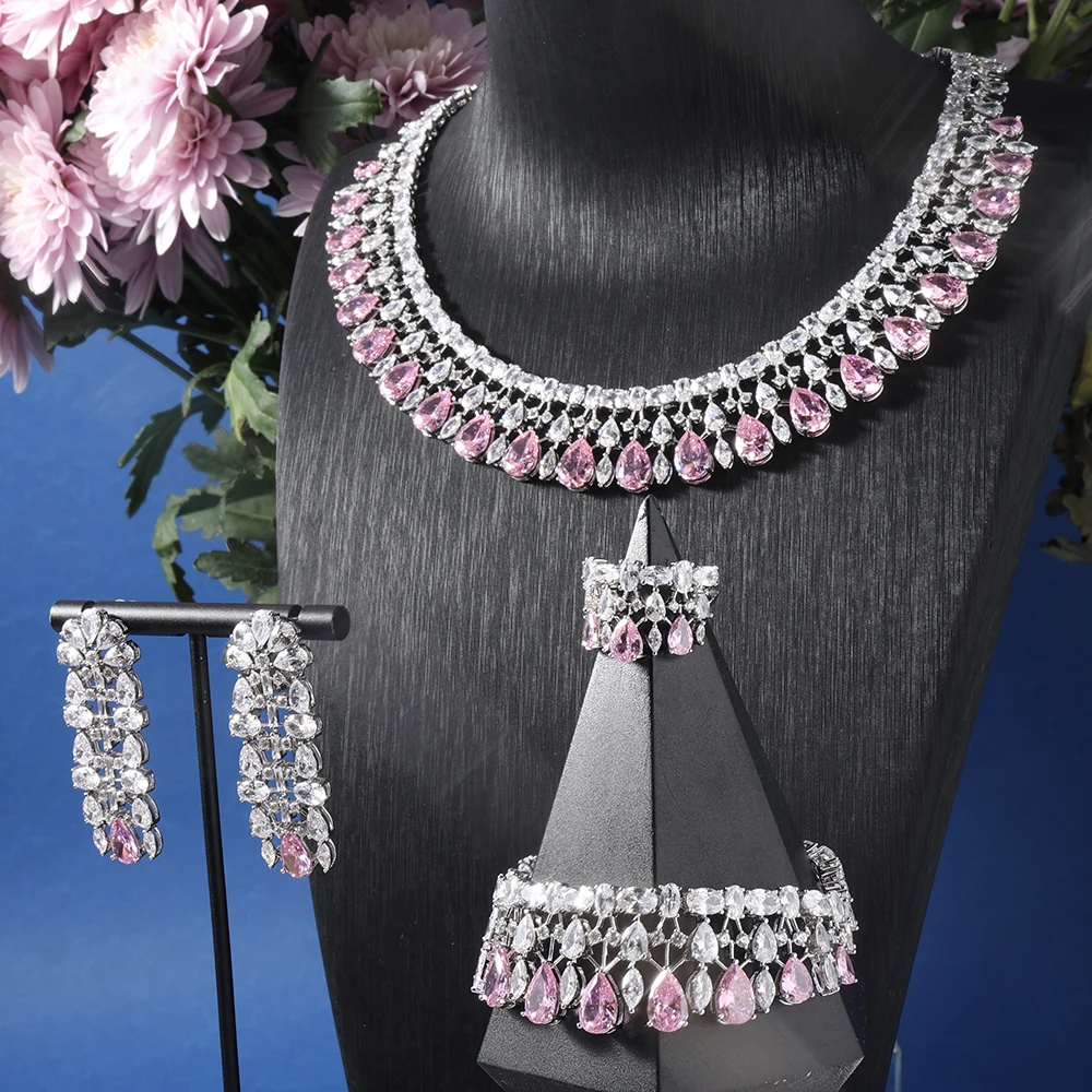 IN JEWELIFE Luxury Color Cubic Zircon Women's Elegant Sets for Lady Necklace Woman Indian Wedding Jewelry set High Quality