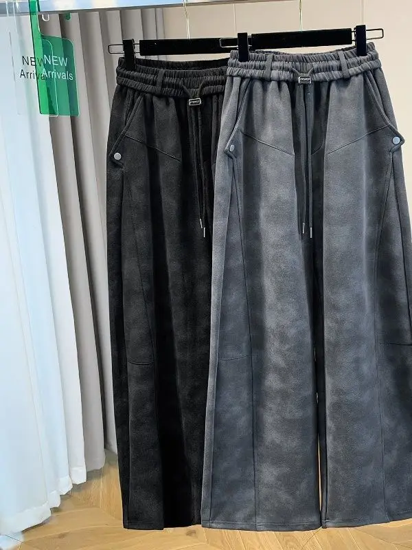 

plus Size High Waist Wide Leg Pants Women's Dyed Knife 300 Pou Fat MM American Street Sle Spring Long Pants