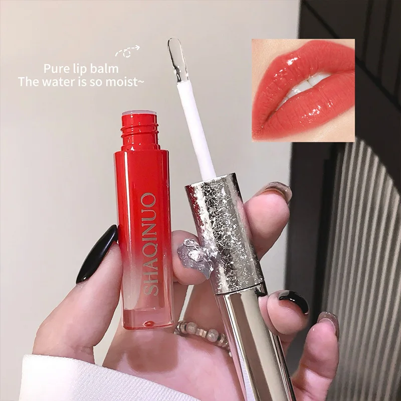 双頭リップグレーズレッドフェスティバルデザインマット&グロッシー2 in 1、バレンタインデーの装飾に最適