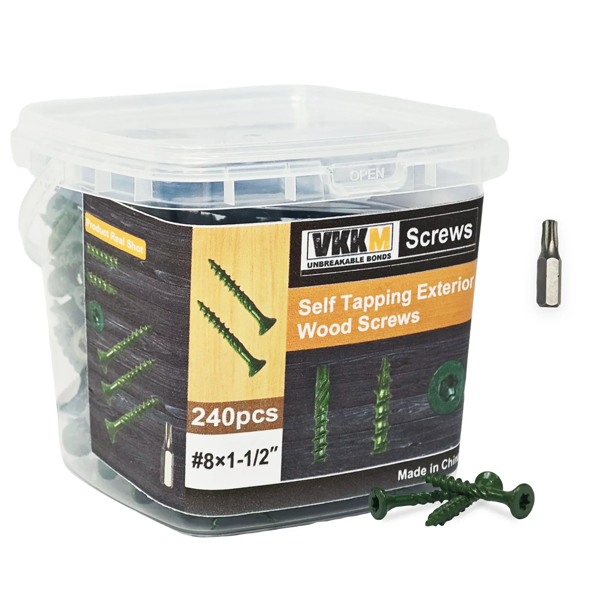 

100-240 Pcs Self Tapping Exterior Wood Screws - #8x2"/#10x3"/#8x1-1/2" with T25 Batch Head Included for Outdoor Projects